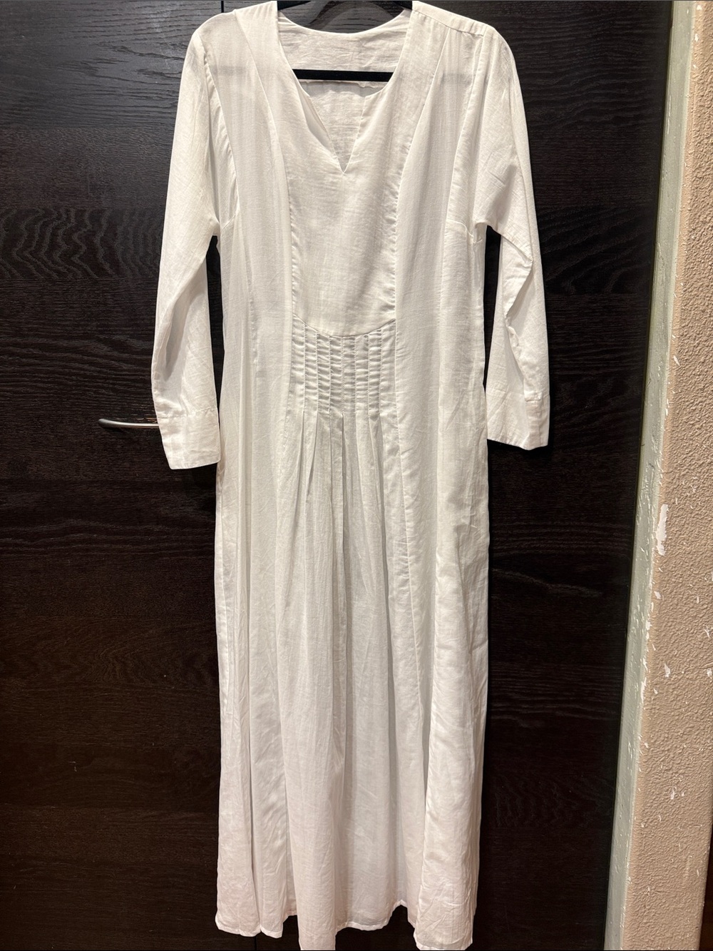 Johnny Was White V-Neck Pintuck Maxi Dress